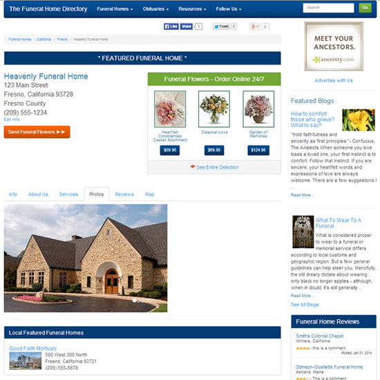 Featured Funeral Home Page